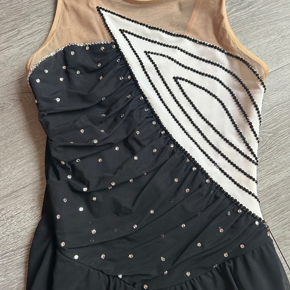 Black and White Figure Skating Dress - Picture 2 of 3